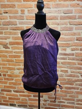 Charlotte Russe Purple Jeweled Halter Blouse